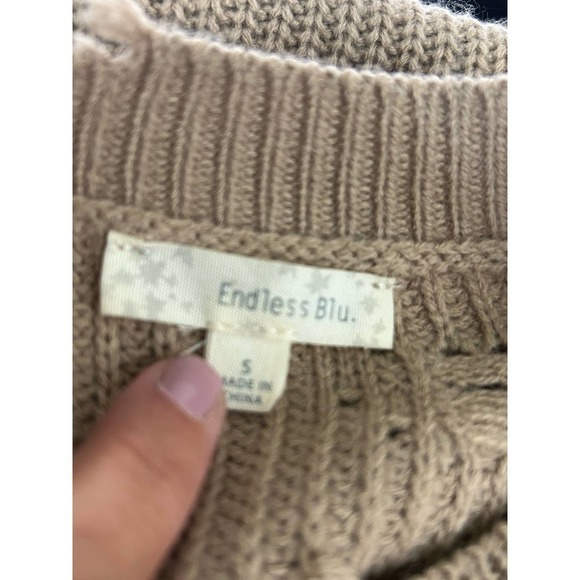 Endless Blu Destroyed Cropped Knit Sweater S - Picture 8 of 9